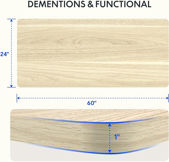FLEXISPOT Whole Piece 55x28 Desktop 1 Thickness Height Adjustable Desk Rectangular Tabletop White Wood Grain Board (55‘’ White Wood Grain)