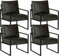 INZOY Accent Arm Chair with Metal Frame Set of 4 Comfy Living Room Chair with Plump Backrest and Cushion Mid Century Modern Chair with Sturdy Structure Easy to Clean Dark Grey