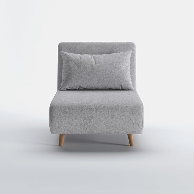 Convertible Sleeper Chair 3 in 1 Folding Single Chair Sleep Turns into Bed Sofa Bed for Adults Foldable Twin Chaise Lounge for Living Room Bedroom Sturdy Wood Frame and Easy Assembly