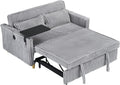 LUMISOL 3 in 1 Convertible Sleeper Sofa Bed 54 Loveseat Sofa with Pull Out Bed Corduroy Loveseat Futon Couch Bed with Side Table &amp USB Ports for Living Room Apartment Gray