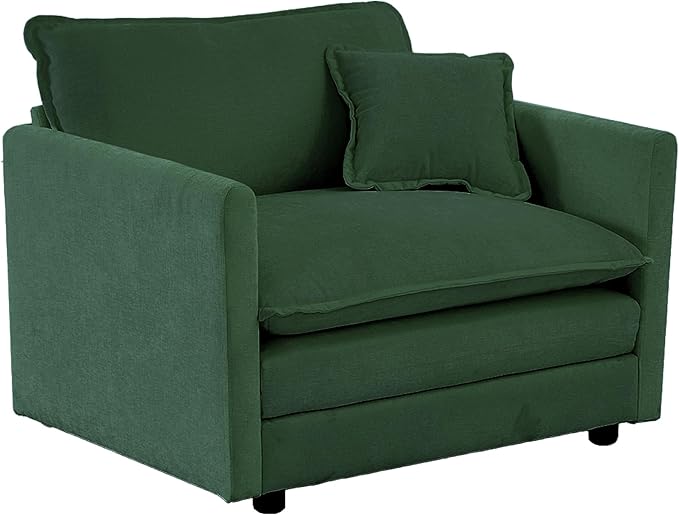 41.4 Chenille Oversized Accent Chair Comfy Single Sofa Cloud Couch Chair Modern Luxury Armchair with Pillow for Living Room Bedroom Apartment Office Green