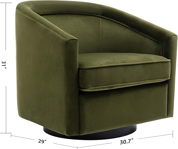 Wovenbyrd 360° Swivel Accent Chair Mid-Century Modern Velvet Upholstered Barrel Chair with Metal Base Comfy Living Room Chair Fully Assembled Sage Green