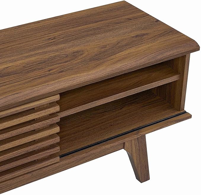 Modway Render 70 Mid-Century Modern Low Profile Media Console Entertainment TV Stand in Walnut Walnut