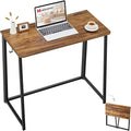 WOHOMO Folding Desk for Small Spaces 31.5 Inch Foldable Computer Desks Small Desk for Home Office Study Bedroom Space Saving Writing Work Computer Table Easy to Fold Rustic Walnut