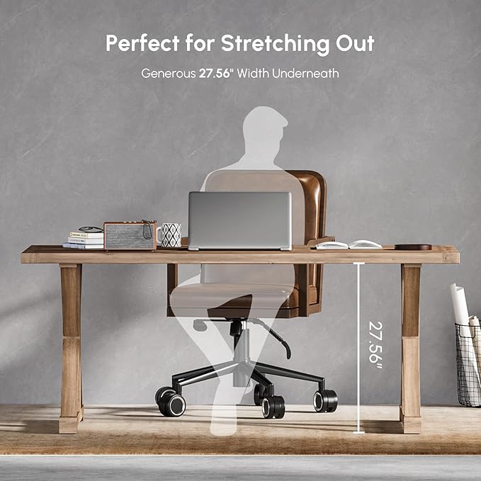 homary 70.9 Solid Wood Executive Desk Rustic Farmhouse Home Office Desk with X-Trestle Base Large Writing &amp Computer Table for Home Office Study or Dining Space