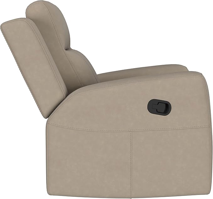 Coaster Home Furnishings - Brentwood - Leatherette Upholstered Rocker Recliner Chair with Manual Recline Lever Track Arms and Attached Cushions - Living Room - 37-Inch - Taupe - 610283