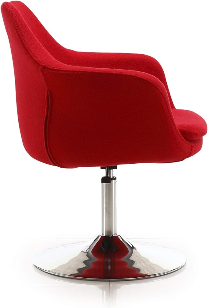 Manhattan Comfort Kinsey Adjustable Swivel Accent Chair Set of 1 with 360° Turn Upholstered in Wool Blend Polished Chrome Base Ergonomic Design for Living Room &amp Home Office 300 Lbs Capacity