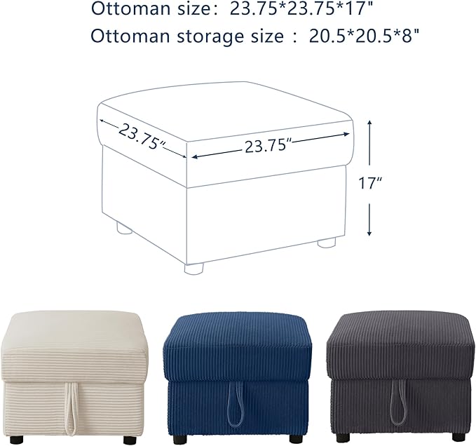 Small Storage Ottoman Sqare Footrest Bench Stool for ApartmentBedroomLiving RoomBonus Room and Compact Spaces. (Blue Ottoman)