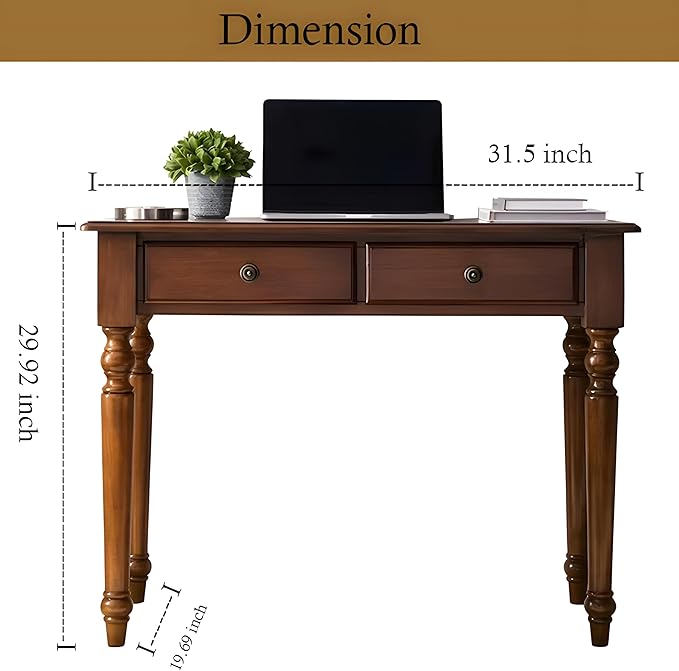 Mid Century Desk with 2 Storage Drawers Modern Writing Study Desk with Rubber Wood Legs32 inch Versatile Home Office Study Desk for Small Space Vanity Table for Bedroom
