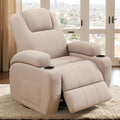 Flamaker Swivel Rocker Recliner Chair with Vibration Massage 360° Swivel Recliner Chairs for Adults Ergonomic Lounge Chair with Cup Holders Lazy Boy Recliner Single Sofa Seat (Fabric Khaki)