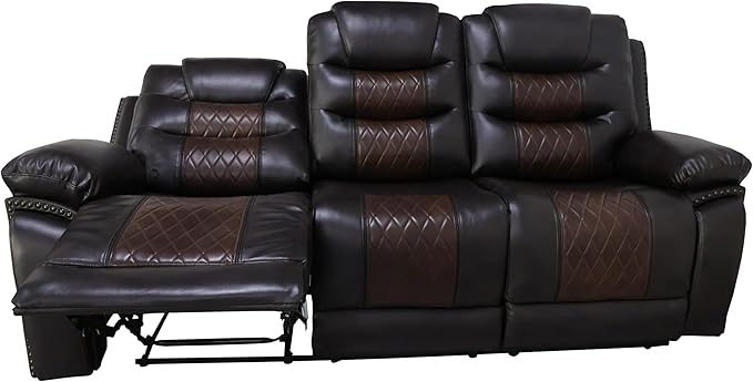 New Classic Furniture Nikko Faux Leather Sofa with Power Footrest Brown