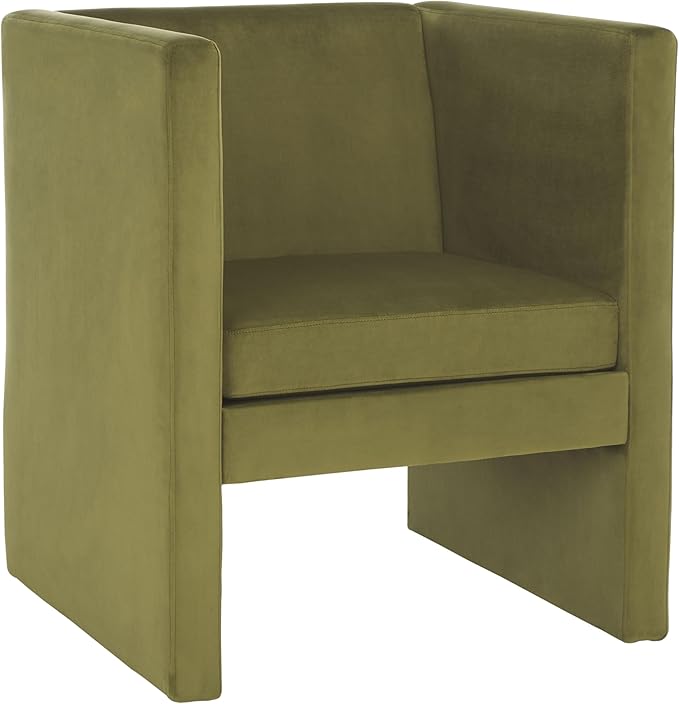 SAFAVIEH Home Collection Gisle Modern Olive Green Velvet Accent Chair (Fully Assembled)