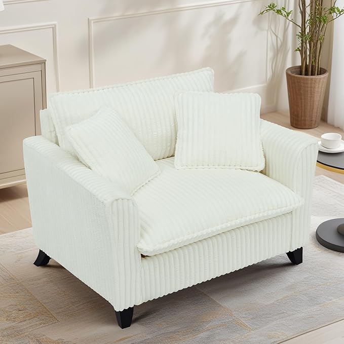 ERYE Living Room Accent Chair Modern Corduroy Upholstered Chair Wider Seat Cushion Leisure Armchair W/2 Pillows and Removable Cover for Home ApartmentBedroomOffice