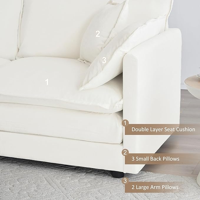41.4 Chenille Oversized Accent Chair Comfy Single Sofa Cloud Couch Modern Luxury Arm Chair with Pillow for Living Room Bedroom Apartment Office Beige