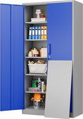 Metal Cabinet with 5 Adjustable Shelves6 Tier Garage Storage Cabinet with LockGray Blue Metal Storage Cabinet with Locking DoorsSteel Cabinets71 Lockable Storage Cabinets for HomeOfficeGarage