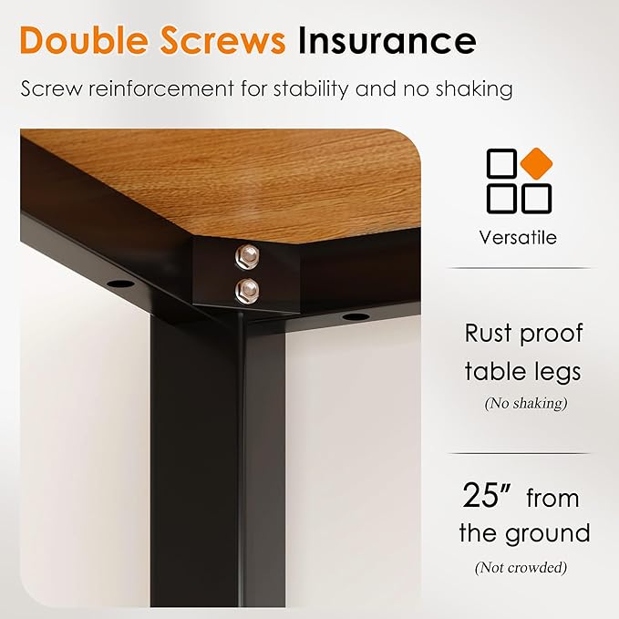 DlandHome 63 inches X-Large Computer Desk Composite Wood Board Decent and Steady Home Office Desk/Workstation/Table BS1-160TB Teak and Black Legs 1 Pack