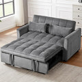 Dark Gray Velvet Pull Out loveseat Sleeper Sofa Bed Convertible Twin Sleeper Chair 3 in 1 Adjustable Backrest with Pillows Pockets Armrests Hidden Stroge for Living Room