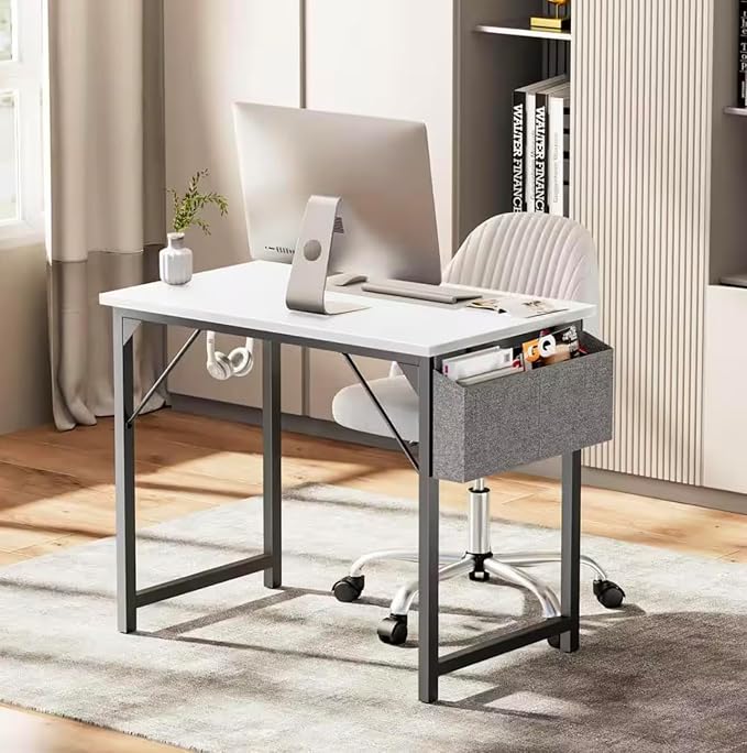 Whimsical 31.5 in. Enigmatic White Home Office Table with Secret Hook GB86019