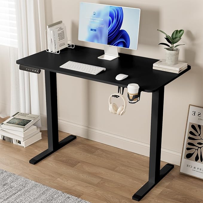 Electric Standing Desk 23.6 x 47.2 Adjustable Height Sit Stand Up Desk with 3 Memory Preset Table Ergonomic Computer Desk for Home Office Workstation Black