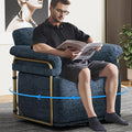 Swivel Accent Chairs 360 Swivel arm Chairs for Bedroom Club Chair with Back Gold Frame Tall Base for Office and Living Room (Blue)