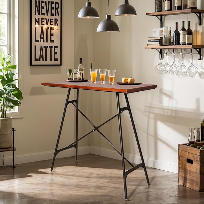 LOKKHAN Modern Industrial Table - 45.3” L x 41.34” H - Rectangular Desk for Home Office Dining Side Table - Writing Desk with Cross Bracing - Compact Multipurpose Study Computer Craft Workstation