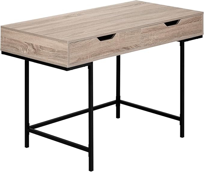 Computer Desk Home Office Laptop Storage Drawers 48 l Work Brown Laminate Black Metal Contemporary Modern HD961