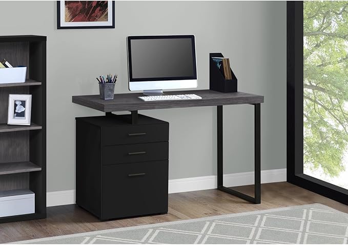 Modern 48 L Computer Desk Reversible Left/Right Storage Drawers Home Office Work &amp Study