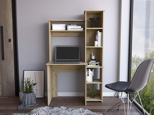 Nashville Writing Desk with Six Shelves - Computer Desk with Spacious Storage for Home Office
