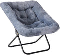 DUMOS Comfy Chair for Adults Soft Faux Fur Folding Lounge for Bedroom Living Room Dorm Rooms Flexible Reading Chair for Teens Large Size Foldable (Square-Gray)
