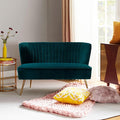 HULALA HOME Velvet Loveseat Sofa with Gold Legs Mid-Century Modern Upholstered Love seat Couch Tufted Small 2-Seat Sofa Armless for Living Room Bedroom Apartment Small Spaces Teal