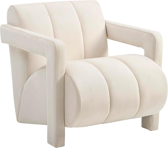 Roundhill Furniture Velmor Contemporary Velvet Accent Armchair Ivory