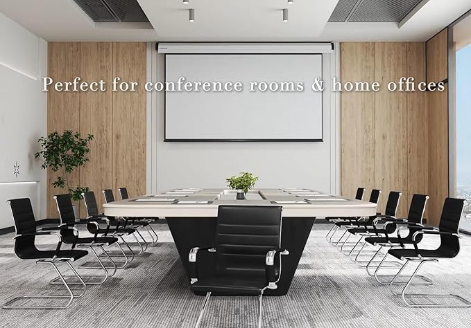 CIMOTA Waiting Room Chairs Leather Office Guest Chair Mid Back Reception Chairs with Sled Base for Meeting/Patient/Conference Room Black Set of 2