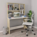 REWIS Desk with Shelves Desk with Storage Computer Desk with Storage Bookshelf Desk Work Desk for Home Office Desk and Bookshelf Set White and Sonoma Oak 43.3x17.7x61.8 Engineered Wood