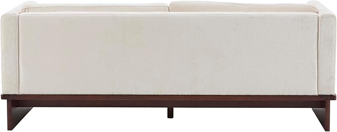 Christopher Knight Home Perla Chenille Upholstered 3 Seater Sofa Couch with Pillow Wooden Home Sofa Living Room Comfy Cloud Couch for Bedroom Apartment Home Office Beige