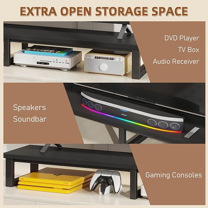 YAOHUOO 59 Large TV Riser for 32-75 inch TV TV Riser Stand Shelf with Steel Legs Tabletop TV Stand Riser for Home OfficeBlack