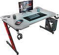 Homall Gaming Computer Desk with Carbon Fiber Surface Gaming Table Z Shaped Pc Home Office with Cup Holder&ampHeadphone Hook(44 in Grey)