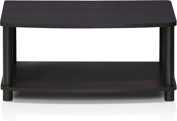 Furinno TURN-N-TUBE TV Riser Stand 2-Tier Small Elevated No Tools TV Stand TV Console for TV up to 32 inch 15.8 x 23.8 x 11 for Living Room Bedroom Dark Walnut