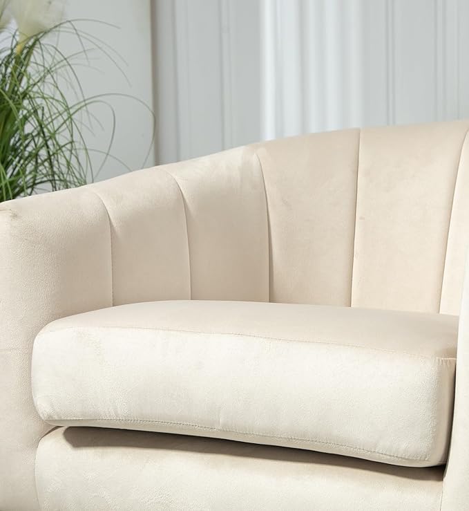 Velvet Modern Accent Armchair - Luxury Gold Frame | Versatile Seating for Living Room Bedroom Office Beige