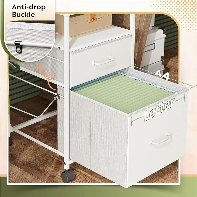 Mobile File Cabinet 2 Drawer Mobile File Cabinet Rolling Printer Stand with Open Storage Shelf