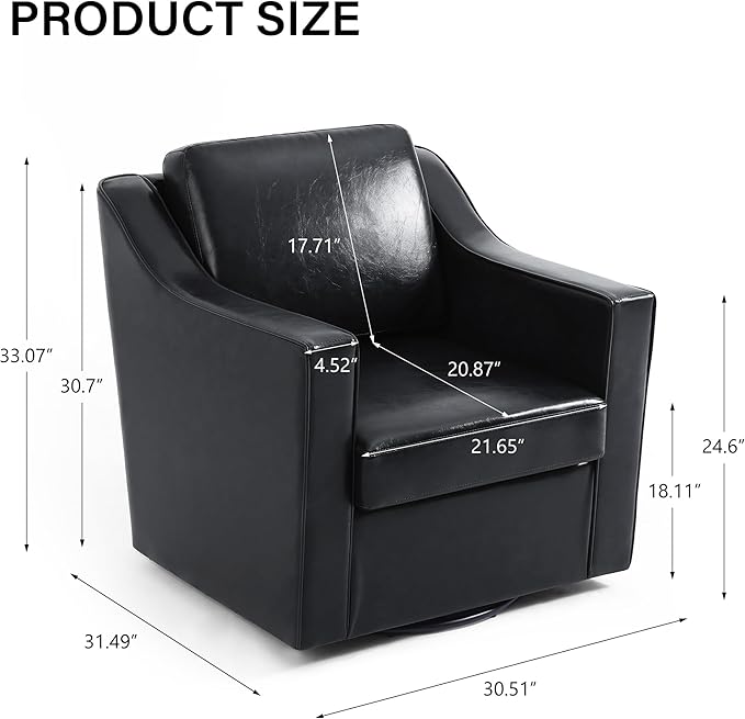 Swivel Accent Chair Modern Round Barrel Arm Chair for Living Room Bedroom Comfy Club Reading Chairs for Adults