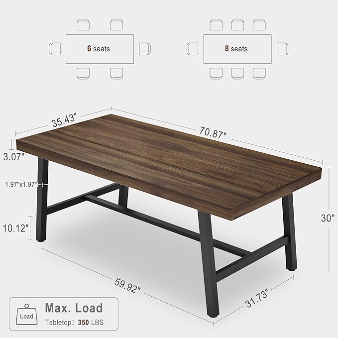 Garvee 70.87 Industrial Computer Desk Extra Long Large Executive Desk for Home Office Heavy Duty Rustic Wood &amp Metal Workstation Sturdy Study Writing Table Retro Brown