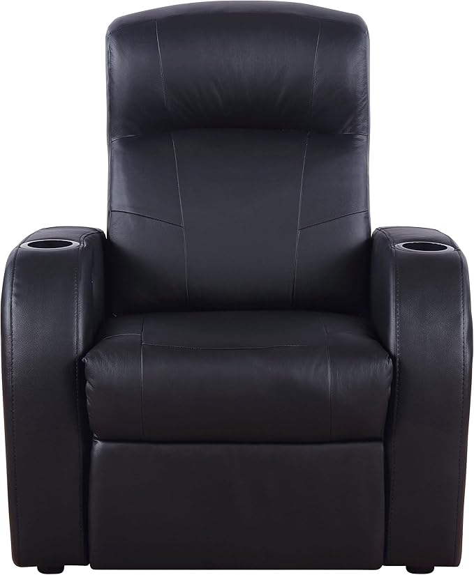 Coaster Home Furnishings - Cyrus - Upholstered Track Arm Recliner Chair with High Back Cushions Wall Hugger Mechanism and Pocket Coil Seat - Living Room - 33-Inch - Black - 600001