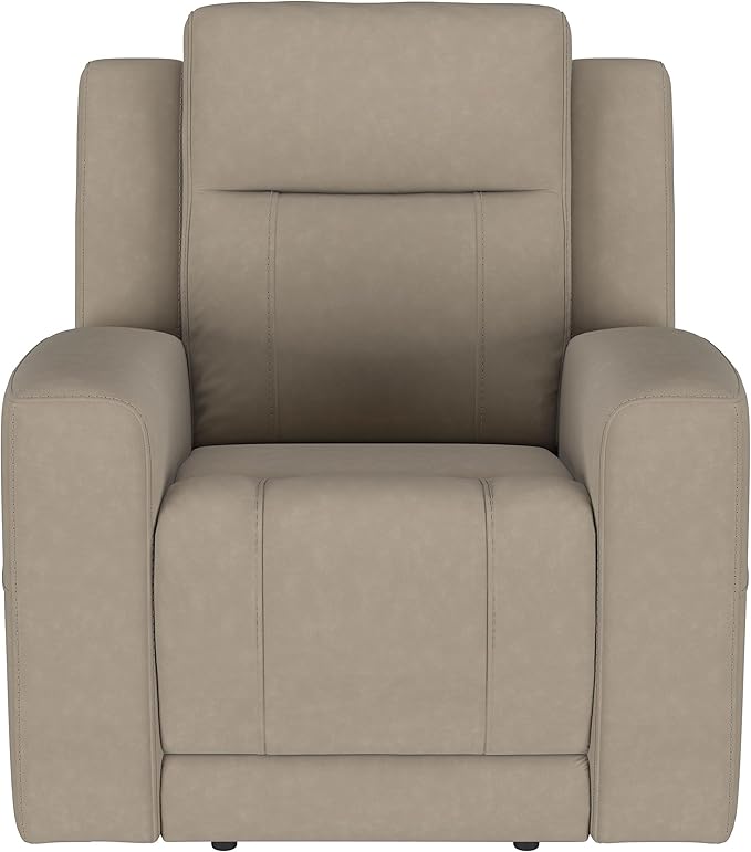Coaster Home Furnishings - Brentwood - Leatherette Upholstered Rocker Recliner Chair with Manual Recline Lever Track Arms and Attached Cushions - Living Room - 37-Inch - Taupe - 610283