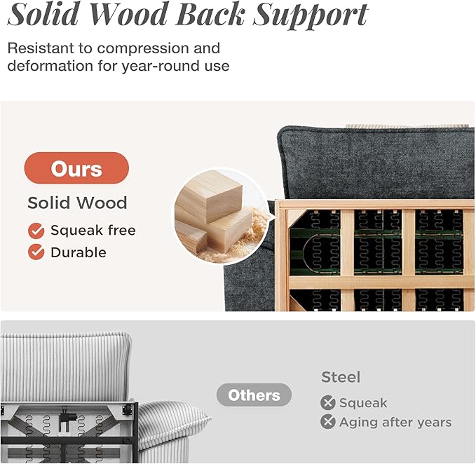 53.5 Cloud Modular Sectional Single Sofa Deep Seat Armchair with Plush Chenille &amp Removable Arms for Living Room Cyan