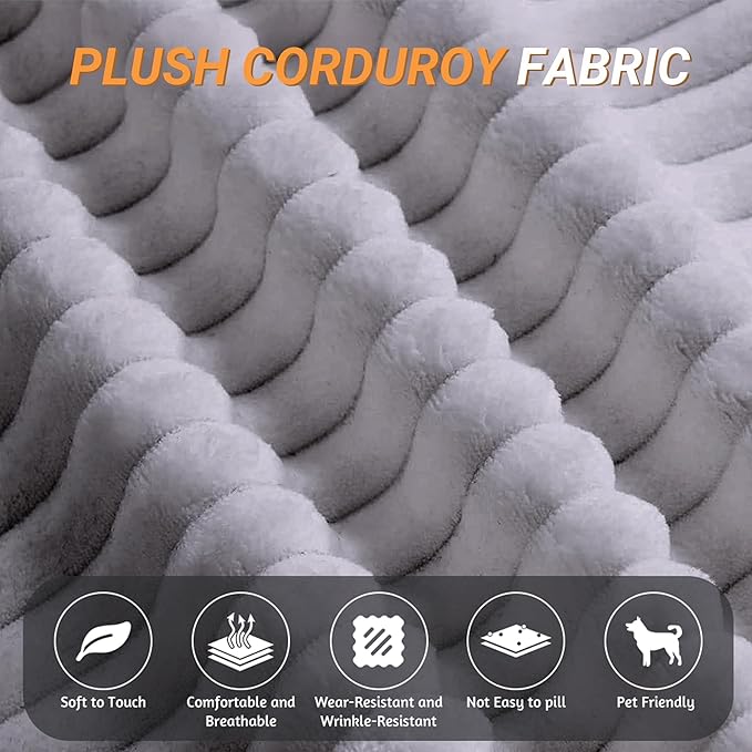 78.7'' Convertible Sleeper Sofa Corduroy Floor Foam Compression Loveseat Sofa Bed Couch Modern Folding Futon Couch Foldable Full Size Guest Bed with 2 Pillows and Blanket for Living Room (Gray)