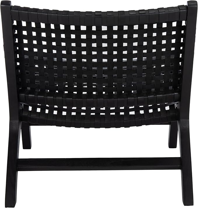 Safavieh Home Luna Black and Black Leather Woven Accent Chair