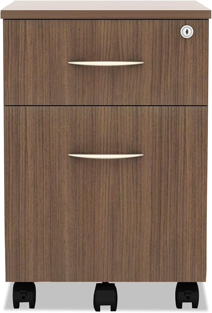 Alera ALE Valencia Series Mobile Box/File Pedestal 15 7/8 x 19 1/8 x 22 7/8 Walnut