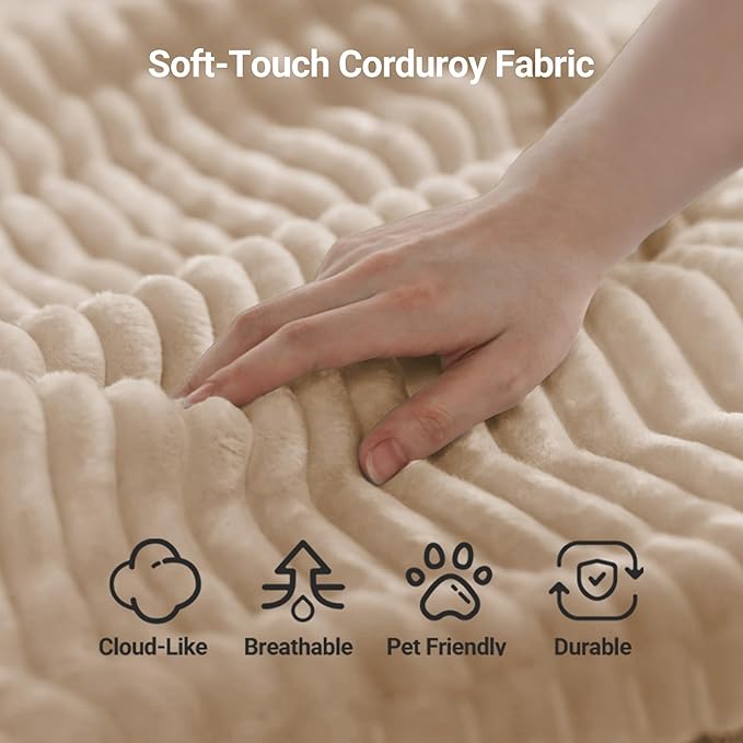 68 Overized Boneless Chaise Lounge Chair IndoorDeep Seat Sleeper Sofa Cloud Couch with PillowComfy Corduroy Boneless Cloud Seat for Living Room Apartment Office(Khaki Oversized Chaise Lounge)