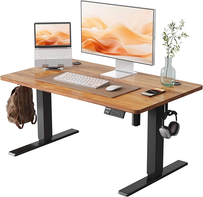 YIHAYO Low Height Adjustable Desk Lifts 18.1-28.3 Inches Electric Standing Desk for Short People 40 x 24 Inches Computer Table with Splice Board for Home Office Rustic Brown