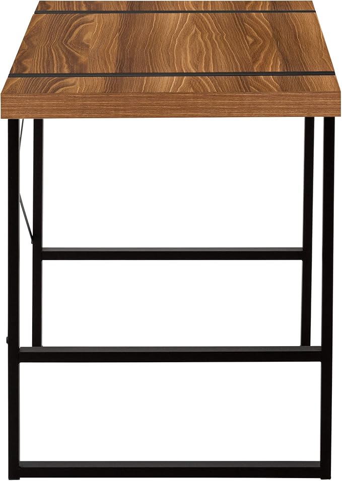 Computer Desk Home Office Laptop 48 l Work Walnut Laminate Black Metal Contemporary Modern
